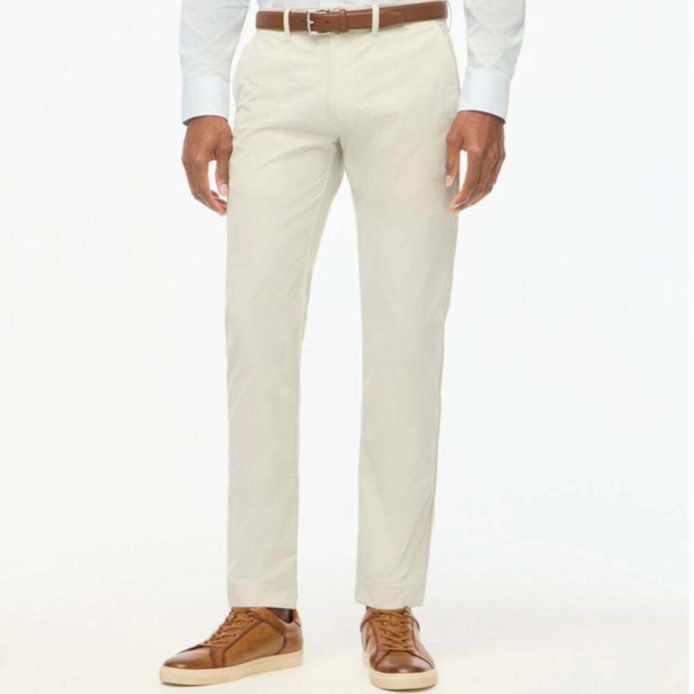 J.Crew Flex Slim-Fit Tech Chino Pants 35x32 Stone Gray Moisture Wicking Stretch